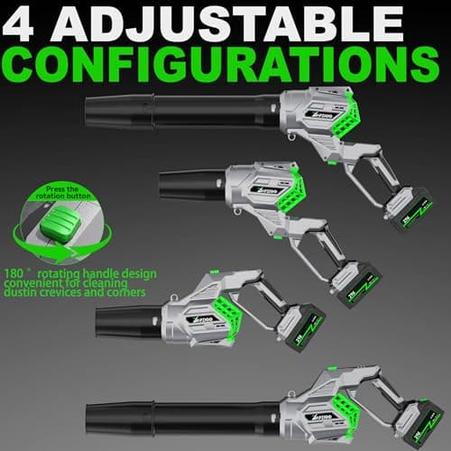 DAPZIOO Cordless Leaf Blower, 810 CFM, 250 MPH, 2 Batteries & Charger | Brushless 4-speed handheld blower with rotating handle view 2