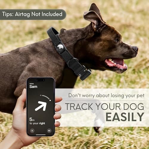 Jumpress Heavy Duty Tactical Dog Collar with Airtag Holder, 1.5’’ Wide Large Dog Collar with Comfortable Handle, Durable Airtag Dog Collar for Large Dogs (Black,Neck 18-20’’) view 5