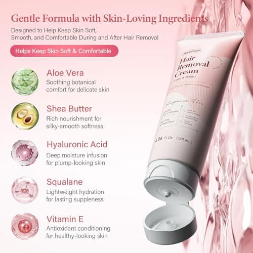 BreeMuse Hair Removal Cream for Women, Painless Depilatory Cream for Legs, Bikini Line & Underarms, Fast 5-10 Minute Body Hair Remover for Sensitive Skin with Moisturizing & Smoothing Formula view 3