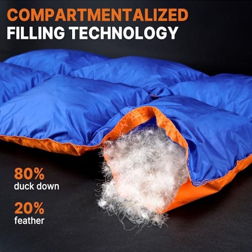 Gaialoop Down Puffy Blanket for Car Camping Outdoor Travel Backpacking, Duck Down Lightweight Portable Soft Warm Cozy Camping Blanket Quilt, 53"x78", Lake Blue view 2