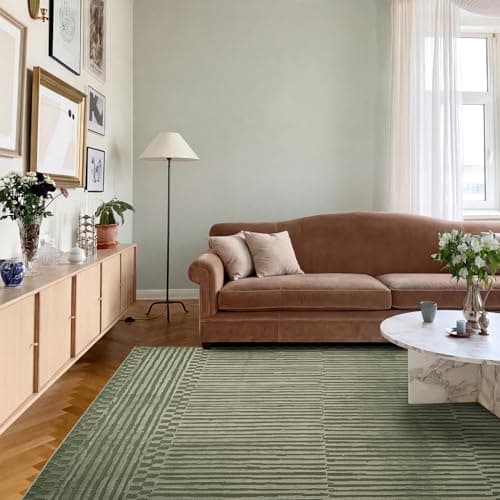 Revival Rugs Soloba 7'10"x10' Washable Area Rug for Living Room Bedroom - 100% Recycled Oeko-TEX Certified, Medium Pile, Green view 6