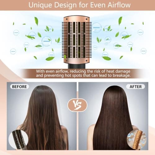 Nicebay Hair Dryer Brush One-Step Hot Air Brush Reduces Damage | Multi-Styler Blowout Brush with Oval & Paddle Brush Attachments, Frizz Control Smooth Volumizer view 5