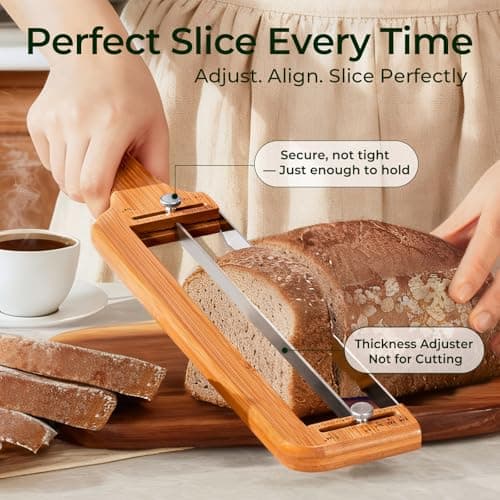 keechee Bread Pilot Adjustable Bread Knife – Upgraded Bread Slicer for Homemade & Sourdough Loaves, Serrated Stainless Blade with Precision Thickness Guide, Gift for Artisan Bakers view 3