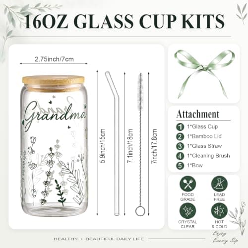 Grandma Birthday Gifts for Grandmother Coffee Glass Cup Tumbler view 4