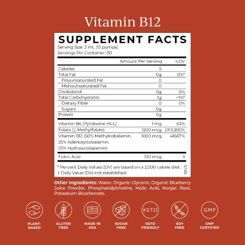 CYMBIOTIKA Liposomal Vitamin B12 1250mcg for Energy & Hair Support | Bioavailable liposomal B12 for cellular energy, cell production & healthy hair, skin & nails. Vegan, sugar free. 2 fl oz. view 2