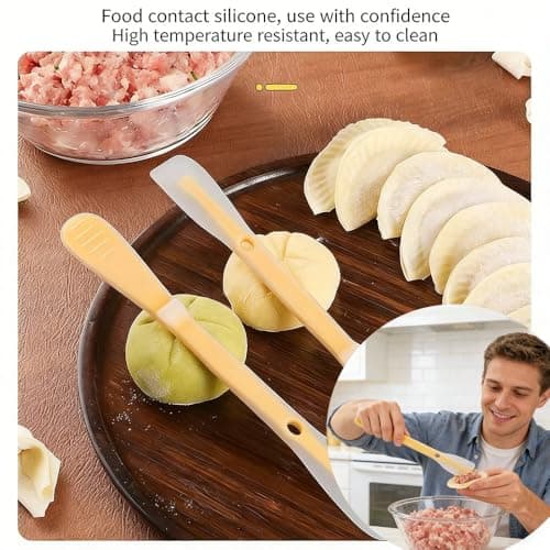 Iosjeude 2-in-1 Dual Ended Kitchen Tool, Dumpling Filling Spoon and Wonton Wrapper, Food Grade Silicone, Non-Stick, Heat Resistant view 7