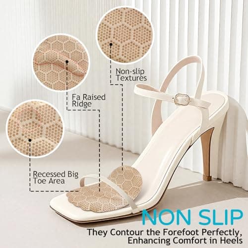 Niifawh Ball of Foot Cushions 2 Pairs, Metatarsal Pads for Women, Heel Cushion Inserts, No Slip Heel Grips Liners Pads and 4 ct Gel Blister Bandages Pads for Reduce Heel, Toe & Foot Pain view 2