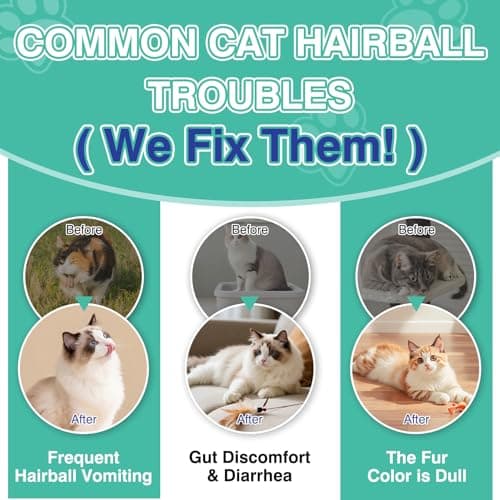 CPFK Cat Hairball Remedy Treats, 150 Soft Chews Cat Hair Ball Treatment Furball Control Relief Helps Eliminate and Prevent Hairballs for Indoor Cats Supports Skin and Coat Digestion Chicken Flavor view 4