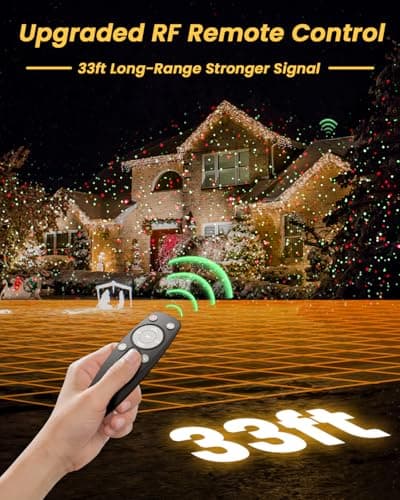 Enjoyedled Christmas Projector Lights Outdoor with 9 HD Xmas Patterns Black | RG Laser 5 Dynamic Modes, 33ft RF Remote, IP65 Waterproof, Timer, 4-Speed Modes, Indoor Outdoor Base for Home Holiday Decor view 5