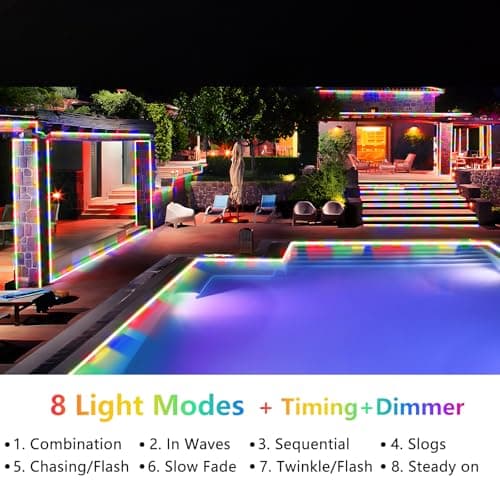 KNONEW 164FT 1000LED Rope Lights for Outside,Outdoor String Lights Waterproof 8 Modes Clear Tube Light for Indoor,Bedroom,Wedding,Garden,Patio,Christmas,Tree,Rv,Holiday Decoration(Multicolor) view 2