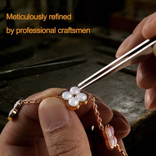 Gold Tone Clover Bracelet for Women, Adjustable Paperclip Chain Charm Bracelet, 5 Motifs (15mm), Stainless Steel Link Bracelet, Dainty Trendy Jewelry Gift view 4