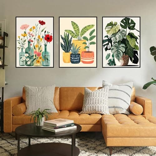 Axquilon 3 Packs Green Plants Paint by Numbers Kit for Adults - Adult Paint by Number Kits on Canvas, Easy Adults' Paint-by-Number Kits for Gift Home Wall Decor 12x16in view 2