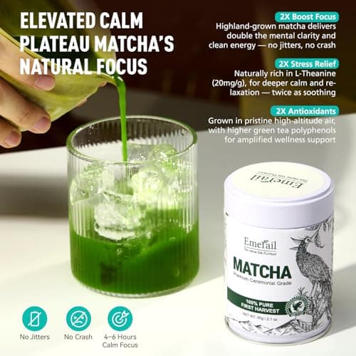 Emerail Ceremonial Grade Matcha Green Tea Powder, Premium First Harvest Unsweetened, 100% Pure Matcha for Lattes, Smoothies, and Baking (60g / 2.1oz) view 2