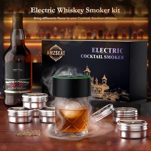 AMZSEAT Electric Whiskey Smoker Kit-Rechargeable Cocktail Smoker Set with 6 Wood Chips-Unique Bourbon Ideal Christmas, Birthday, Valentine's Day Gift,Gifts for Men, Dad, Husband view 2