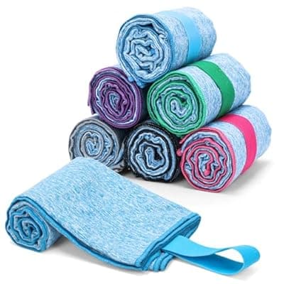 KISS QUEEN 6 Pack Sweat Towels for Men Women Working Out Lightweight Quick-Dry Microfiber Gym Towel for Running Fitness Yoga Tennis Riding Hiking Exercise Fishing(6 Pack(Blue))