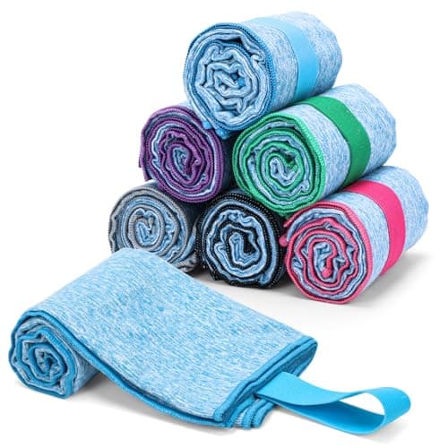 KISS QUEEN 6 Pack Sweat Towels for Men Women Working Out Lightweight Quick-Dry Microfiber Gym Towel for Running Fitness Yoga Tennis Riding Hiking Exercise Fishing(6 Pack(Blue)) — image 1