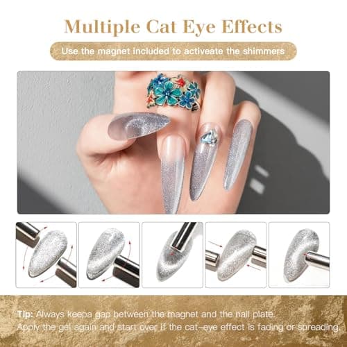 SAGEBIO 15ml Cat Eye Gel Nail Polish with Magnet Stick – Glitter Holographic Magnetic Gel, DIY Manicure Kit for Home Use, Long-Lasting Nail Art, Cat Eye-370 view 6