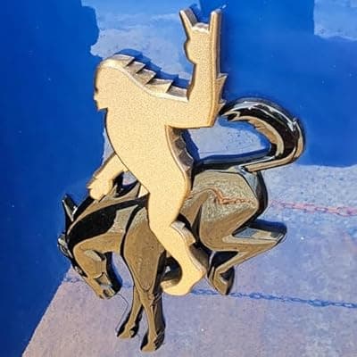 Add-A-Sasquatch Emblem for Bronco – 3" x 4" Overlay Decal – Easy Install, Industrial Strength 3M Tape – Fun Off-Road Accessory （NO Pony Emblem ）(Flat Bronze Metallic)
