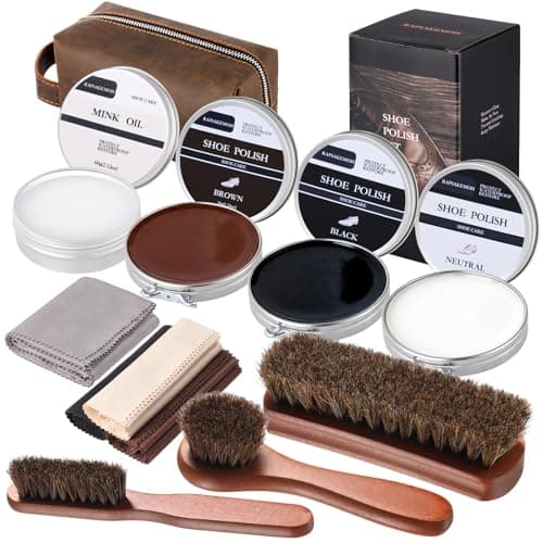 RAPSAKEMOH Shoe Polish Kit, Horsehair Brush Shoe Shine Kit For men, Shoes Boots Care Brushes Polish Kit — image 1