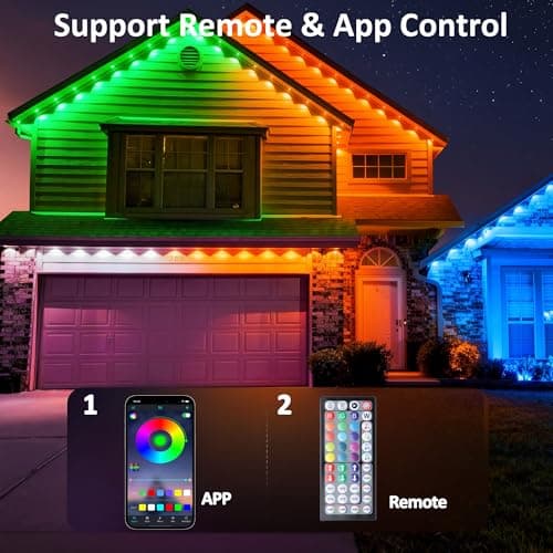RGB Permanent Outdoor Lights, 500FT Smart LED Eaves Lights with APP & Remote Control, IP67 Waterproof Outdoor String Lights for Christmas, Halloween,Party, Garden, Patio, House Decor(2 Rolls of 250FT) view 5