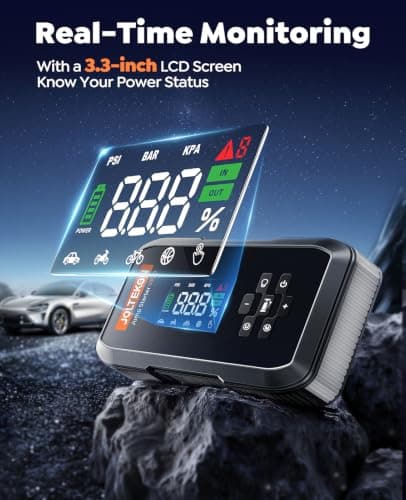 Car Battery Jump Starter with Air Compressor, 5000A Powerful Battery Jumper Starter Portable with 150PSI Auto-Pause Pump, 12V Jump Box for Car Battery with 10-Safety Protection(9L Gas/8L Diesel) view 6