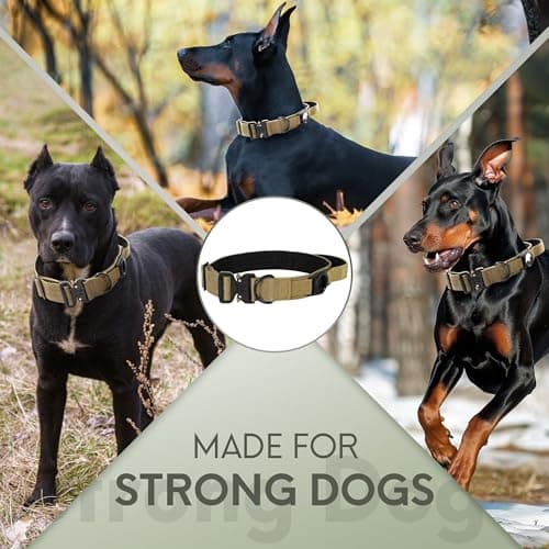 Jumpress Heavy Duty Tactical Dog Collar with Airtag Holder, 1.5’’ Wide Large Dog Collar with Comfortable Handle, Durable Airtag Dog Collar for Large Dogs (Brown,Neck 20-24’’) view 6