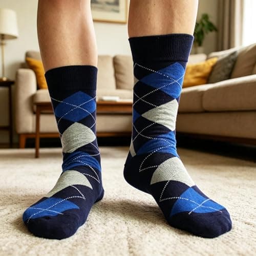 suokesi Men's Cotton Blend Crew Socks, Striped Novelty Fun Design, Size 8-15, Casual view 4