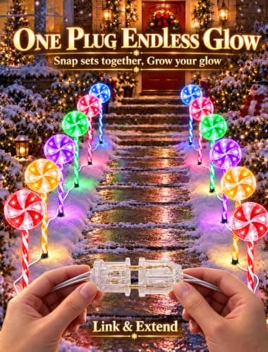 Lollipop Pathway Lights Outdoor,Christmas Candy Cane Light 6 Pack view 3
