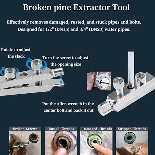 DEZAUP 5 pcs Integrated Internal & External Pipe Threading Tool Kit with 1/2" 3/4" 1" Dies & Broken Bolt Extractor, 40Cr Steel Plumbing Tool Set for PVC/PPR/Pipe, Electric Drill Compatible view 5