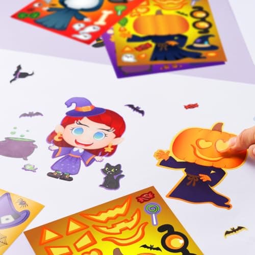 JOYIN 36 PCS Halloween Craft Stickers for Kids Party Favor, Make a Face Stickers with Designs Witch Vampire, DIY Craft Supplies for Halloween Party Game Classroom Activities Gift Goodies view 6