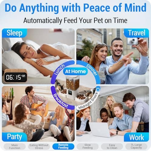 Frienhund Automatic Cat Feeder 2 Cats with Slow Feed: Dual Automatic Dog Feeder with 5G WiFi, Cat Food Dispenser with APP Control for Multiple Pets, Detachable for Easy Clean, Double Pet Bowl - 29 Cup view 4