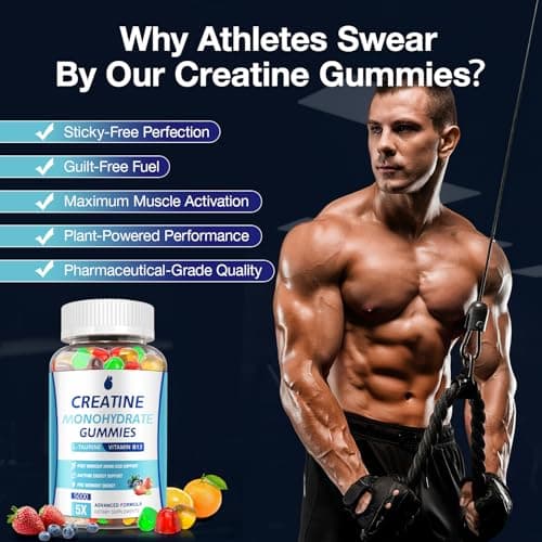 MaxHemp Creatine Gummies for Men & Women - Creatine Monohydrate Gummies 5g, Muscle Builder, Energy Boost & Pre-Workout Supplement, Low Sugar Taurine Chewable Gummy 2 Pack view 3