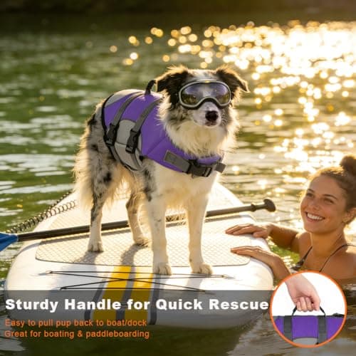 Mklhgty Dog Life Jacket, Reflective Adjustable Dog Life Vest with Rescue Handle for Swimming and Boating, Ripstop Pet Safety Life Preserver for Small, Medium and Large Dogs view 3