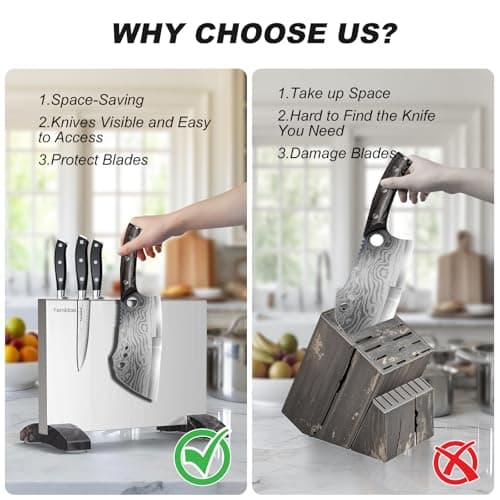 Fomidao Magnetic Knife Block,Stainless Steel Magnetic Knife Holder Stand for Kitchen Counter,Strong Double Sided Magnet Knife Storage Rack view 5