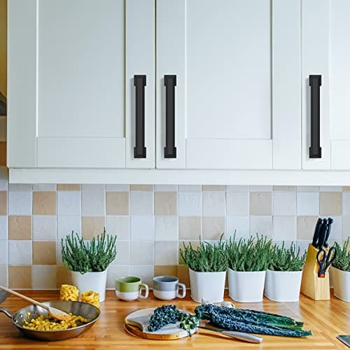 Asidrama 10 Pack 5 Inch(128mm) Matte Black Kitchen Cabinet Handles Cabinet Pulls Kitchen Cabinet Hardware for Cupboard Drawer Pulls view 2