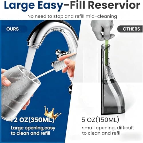 CNAPES Cordless Water Flosser for Teeth - Portable Dental Flosser Pick with 360° Rotating U-Shaped Nozzle, 350ML Large Tank, 4 Modes, IPX7 Waterproof, 30-Day Battery Rechargeable for Travel & Braces view 6