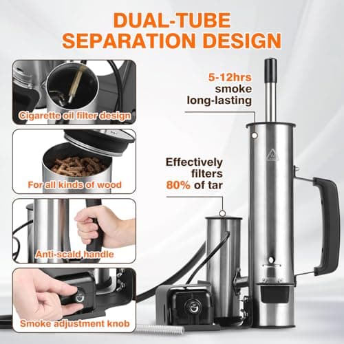 Cold Smoke Generator, Portable Electric BBQ Smoker with Air Pump, Smoke Tube for Pellet Smoker, Cold Smoking Accessory for Cheese, Salmon, Adjustable Smoke Volume, Fits for Grills & Smokers view 3