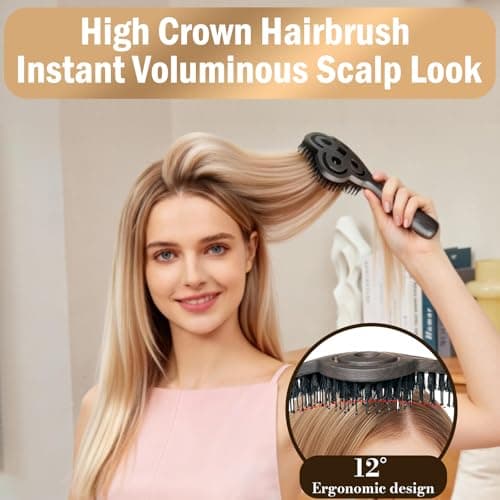 Simetra Detangler Hair Brush for Women and Men, Holiday Present - Original Detangling Brush for Curly Hair/Wet & Dry Hair, Natural Boar Bristles Hairbrush - Natural Crystal Inlay & 14K Gold Plating view 5