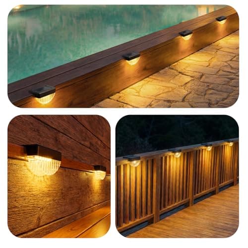 VOLISUN 12 Pack Solar Deck Lights Outdoor, Warm White LED Solar Step Lights for Outside, Waterproof Fence Light for Patio, Deck, Stairs, Yard, Pool and Porch (Black) view 2