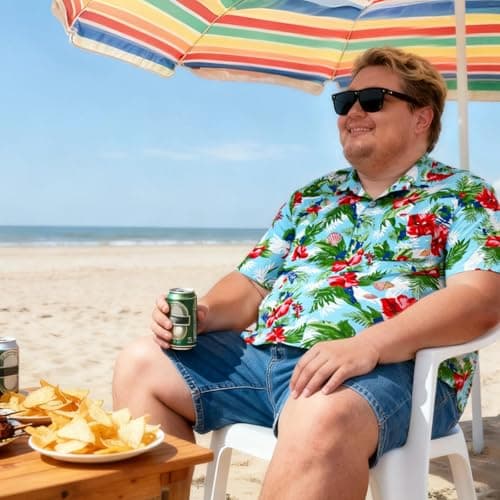 Big and Tall Men's Hawaiian Shirts - Short Sleeve Tropical Floral Button Down, Casual Summer Beach Wear view 4