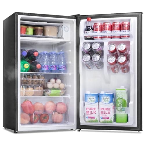 Frostorm 3.2 Cu Ft Mini Fridge with Freezer - Energy Efficient, Large Capacity Single Door Upright Freezer for Bedroom, Office & Dorm | Small Fridge, Reversible Door, ETL Certified