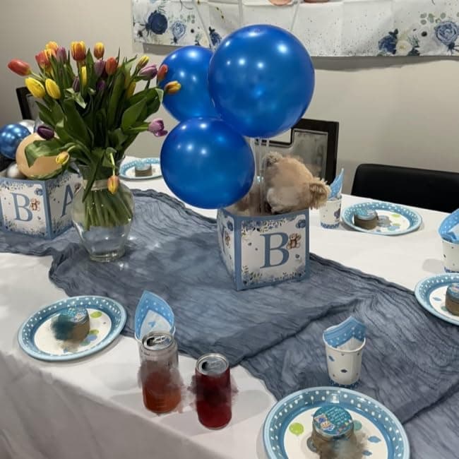 Dusty Blue Cheesecloth Table Runner 10FT Gauze Rustic Cheese Cloth Dining Table Decor Runners for Garden Party Bridal Memorial Day‌ Birthday Decorations 1Pack 35x120 Inches view 2