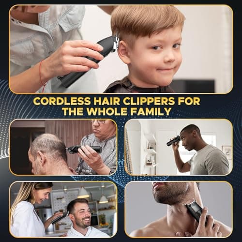 Cordless Hair Clippers for Men Beard Trimmers Kit with LED Display Electric Beard Haircut Rechargeable Grooming Shaver Kit Gift for Men Women Barber Kids (Black) view 2