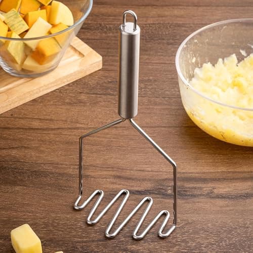 2 Pcs Potato Masher Set – Heavy Duty Stainless Steel & Wire Design, Rust-Proof Dual Kitchen Mashers for Potatoes, Avocados, Vegetables – Ergonomic Dishwasher-Safe Utensils for Cooking, Baking view 7