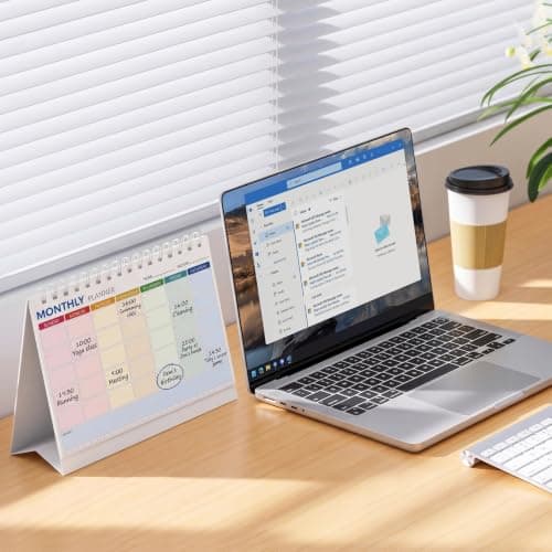Desk Blank Calendar, Monthly Planner Stand, Undated Spiral-Bound Monthly Calendar, 12-Page Color-Coded Weekly Planner Pages with Memo Sections, Foldable Tri-Fold Desktop Daily Calendar view 5
