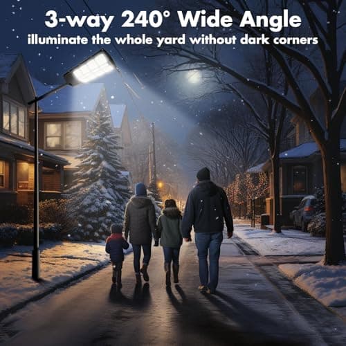 Solar Street Light Outdoor 120,000LM, 240° Wide Angle Motion Sensor, IP65 Waterproof Security Light with Remote Control for Yard, Parking Lot, Road,Swimming Pool,Farm Lighting Lámparas Solar Exterior view 6