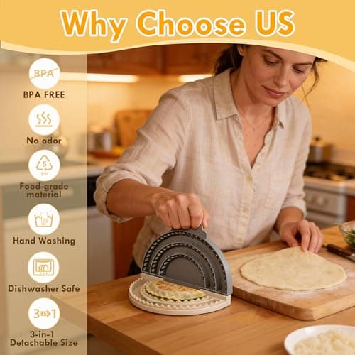 3-in-1 Tortilla Sealer & Crimper for 6/8/10 Inch Tortillas, Multi-Size Quesadilla Maker & Taco Press Tool, Food Grade, Dishwasher Safe, Ideal for Sealed Tacos, Burritos, Wraps & Empanadas view 3