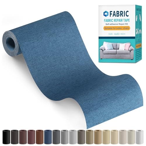 Sgooyir Fabric Repair Tape, Self-Adhesive Couch Patch Repair Fabric Patches for Furniture, Couch Repairing Kit Tape for Upholstery, Carpets, Chairs, Sofas, Pillows Linen 4x80 Inch Navy Blue — image 1