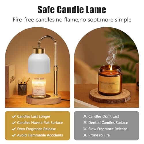 seenlast Candle Warmer Lamp with Dimmer Adjustable Height,Mothers Day Gifts,2/4/8H Timer,Vintage Home Decor for Scented Jar view 5