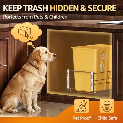 RUNMI Double Pull Out Trash Can Under Cabinet with Soft-Close Slides, 200LB Heavy-Duty Black Under Sink Trash Can Pull Out for Kitchen, Fits Minimum Cabinet Opening 16" W x 23" D, Can Not Included view 6